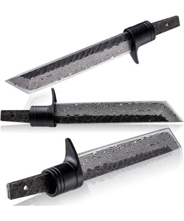 Tanto Blank Blade for Knifemaking | T10A Damascus San Mai Full Tang | DIY Custom Knife Blade for Outdoor & Camping (Includes Guard) - Buy Online on GoSupps.com