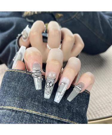 Nail Tips False Nails Tips Art Press on Nails Hand Made Fake Nails Painting Alloy Chain Decor Luxury Magic Mirror Power Design Punk Press On Nails(24543 S) - Buy Online on GoSupps.com