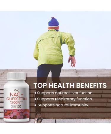 VHC NAC Supplement 1200mg with Quercetin - 2-in-1 Dual Action for Respiratory Liver & Immune Support - Made in USA - Buy Online on GoSupps.com