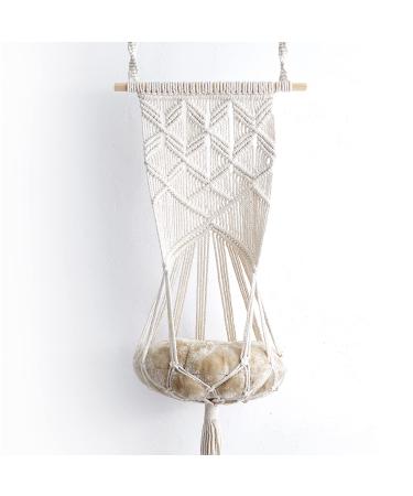 Macrame Cat Hammock Bed with Cushion - Cute Cat Hanging Bed - Hang on Wall, Ceiling, Window or Headboard, Boho Room Decor, Hanging Kit Included, Floating Cat Shelf Macrame Decor, Boho Wall Hanging
