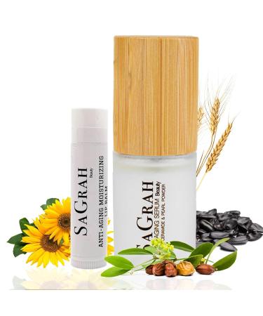 SaGrah Beauty Anti-Aging Ceramide Serum and Lip Balm Duo - Anti-Aging Skincare Set for Your Skin and Lips For Daily Use - Buy Online on GoSupps.com