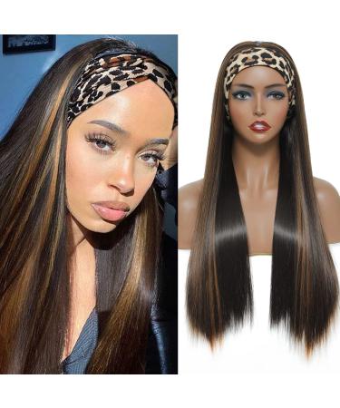 24 Nice One Straight Headband Wig for Women - Black/Brown Highlights - Heat Resistant Synthetic Half Wig - Buy Online on GoSupps.com