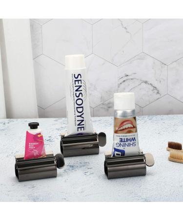UDQYQ Tubes Queys 3-Pack Stainless Steel Toothpaste Squeezer - Maximize Every Drop with Holder & Stand (Black) - Buy Online on GoSupps.com