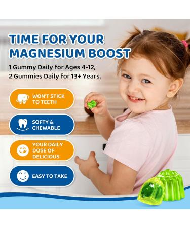 Center-Filled Magnesium Gummies for Kids 300MG - Magnesium Glycinate Gummies with L-theanine Omega-3 Vitamin B6 D for Kids & Adults Supplement for Sleep Calm & Muscle Relaxation - Apple & Kiwi Apple & Kiwi 60 Count (Pa  - Buy Online on GoSupps.com