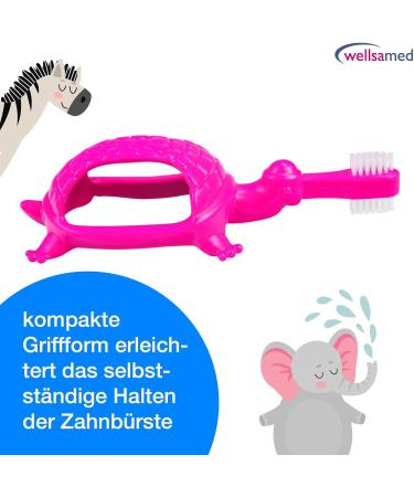 Wellsamed Baby Toothbrush Turtle Pink - Gentle Cleaning for First Milk Teeth | International Shipping - Buy Online on GoSupps.com
