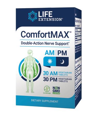Life Extension ComfortMAX Double-Action Nerve Support For AM & PM 30 Vegetarian Tablets Each