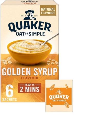 Quaker Oats So simple Golden Syrup Sachets (6 x 36g) - 2 Pack | 100% Wholegrain Golden Syrup Flavour Ready In 2 Mins Helps Lower Cholesterol.