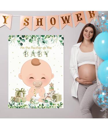 Sinmoe Pin the Pacifier Game - Baby Party Decorations | 24 Stickers & Poster Set for Girl's Birthday | Fun Sage Green Theme - Buy Online on GoSupps.com