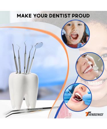 TrendGenics Dental Tools Professional Cleaning Kit - 6Pcs Set for Plaque & Calculus Removal - Stainless Steel Hygiene Dentist Set with Black Case - Ideal for Home & Oral Use - Buy Online on GoSupps.com