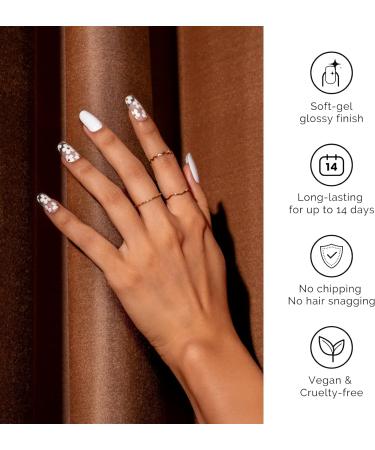 NAILOG Semi Cured Gel Nail Strips 34 pcs Salon-Quality Gel Nail Stickers Long Lasting Nail Wraps for Women with Soft Gel Finish White Petals - Buy Online on GoSupps.com