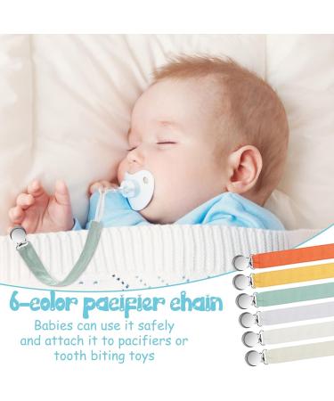 6 Pack Neutral Fabric Pacifier Clips for Baby Boys and Girls - Metal Clip Holder, Baby Birthday Gift - Buy Online on GoSupps.com