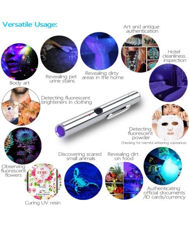 LEAGY 2 Pack Pen Torch 365nm UV Light Penlight USB Rechargeable Torch Black Light Flashlight for Detecting Mold Fungus Fluorescent Stains and Pet Urine etc - Buy Online on GoSupps.com