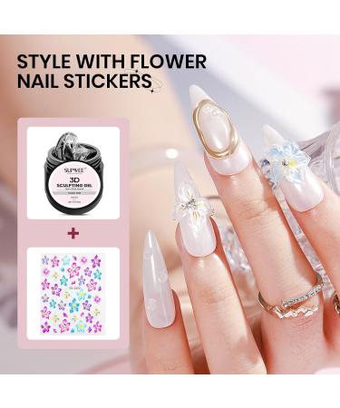  SUPWEE Clear 3D sculpting gel with floral stickers 15g multi-functional modeling gel for nails 3D gel floral stickers and nail brushes for DIY salon at the - Buy Online on GoSupps.com