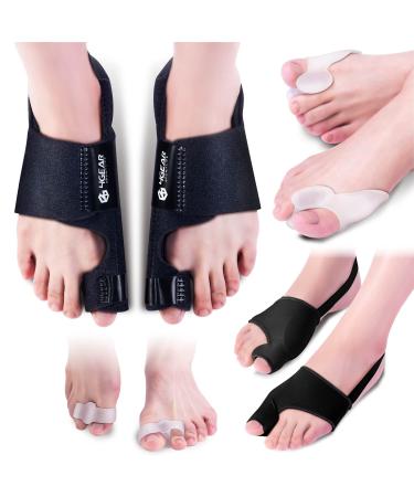 4GEAR SPORTLIFE 4G Bunion Corrector Kit- 8pcs - Bunion Night Splints Bunion Sleeves Toe Separators & User Guide Day & Night Bunion Pain Relief for Men & Women Large