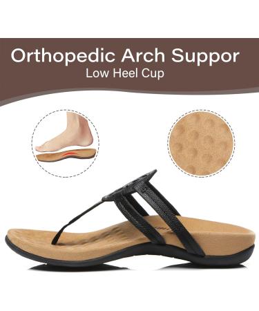 Orthotic Arch Support Flip Flops for Women - Black, Size 6.5 - Athlefit Comfortable Orthopedic Sandals - Buy Online on GoSupps.com