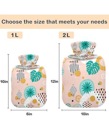 NAANLE 1L Heat Bottle - Tropical Palm Leaves | Transparent Hot Water Bottle for Menstrual Cramps & Heat Therapy - Buy Online on GoSupps.com