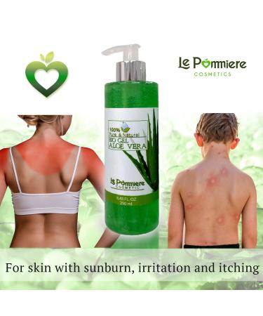Le Pommiere Bio Gel Aloe Vera 250ml - 100% Pure Natural Moisture Cream for Sunburn Repair Soothing Shaved Skin & Insect Bites - Ideal for Face & Body - Buy Online on GoSupps.com