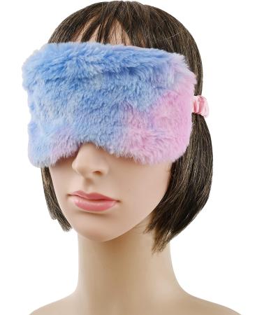 IUAQDP Plush Sleeping Eye Cover 4 Piece Set - Soft Fluffy Blindfold for Travel, Sleepovers, and Parties - Rainbow Colors - Buy Online on GoSupps.com