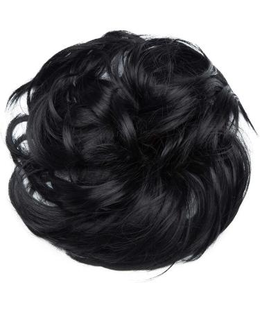 Large Updo Messy Bun Hair Extension Wavy With Elastic Rubber Band 80G Synthetic Thick Chignon Donut Ponytail Hairpiece For Women Dark Black 7 Inch (Pack of 1) Dark Black - Buy Online on GoSupps.com