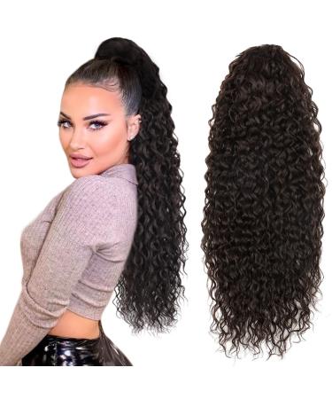 Drawstring Ponytail Extension 24 inch Long Curly Ponytail Hair Extension Synthetic Hairpiece for Women(4# 24 inch) 24inch-4#