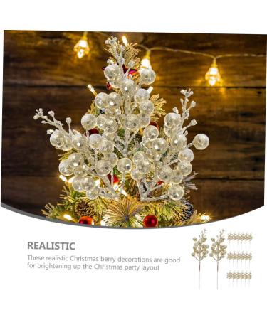 COOPHYA 20pcs artificial berry picks christmas tree Accessories decorate berry christmas artificial plant flower garland cutting Christmas berry branch crafts christmas berries artificial Golden 19X5X5CM - Buy Online on GoSupps.com