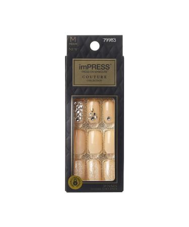 KISS imPRESS Press-On Nails Couture Collection Manicure Kit   Lush Life   Patented Super-Hold Adhesive  30 Fake Nails with 12 Accent Nails
