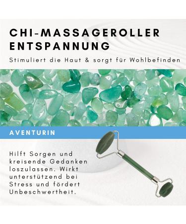 Lapis Vitalis Chi Massage Roller Aventurin - 15cm Gemstone Face & Body Roller for Relaxation - Premium Massage Device in Elegant Metal Box - Buy Online on GoSupps.com