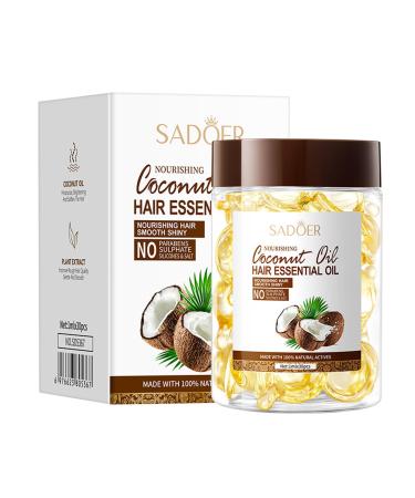 Hair Treatment Serum, Coconut Hair Oil, Hair Vitamin Serum Oil Capsules, Moisturizes and Softens Dry, Frizzy and Damaged Hair, Nourishing Conditioner