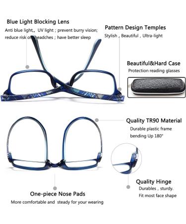 EYEURL 2.50 Reading Glasses for Men & Women - 2 Pack Blue Light Blocking Rectangular Frames Anti-Glare Stylish Prescription Eyewear - Lightweight Blue & Black - Buy Online on GoSupps.com