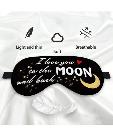 Shop Kdqua 'I Love You to The Moon and Back' Silk Eye Mask - Perfect Long Distance Relationship Gift for Girlfriend/Boyfriend | Adjustable Lightweight Blackout Sleep Mask - Buy Online on GoSupps.com