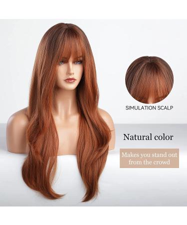Blonde Unicorn Auburn Red Wig with Bangs for Women - Long Natural Synthetic Cosplay Wig - Buy Online on GoSupps.com