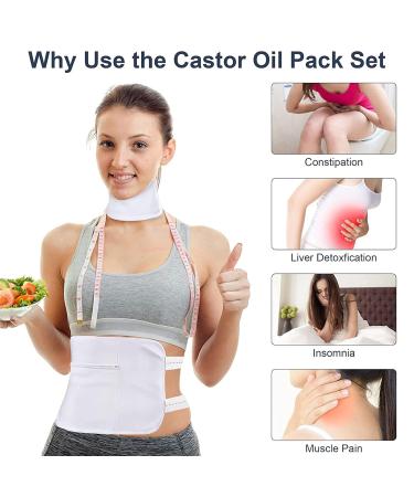 DANLIKT Castor Oil Pack Reusable Castor Oil Pack Wrap Organic with Velcro Closure Waist Belt for Liver Detox Castor Oil Pack Kit Oil Not Included Buckle White Set - Buy Online on GoSupps.com