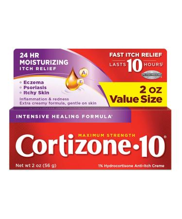 Cortizone 10 Maximum Strength Intensive Healing Formula 2 oz., 24 Hour Moisturizing Relief, 1% Hydrocortisone Crme