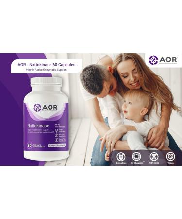 AOR - Nattokinase 100mg 60 Capsules - Nattokinase Supplement for Support Cardiovascular System Blood Thinner Cardio Heart Health and Blood Flow Supplement- Highly Active Enzymatic Support - Buy Online on GoSupps.com