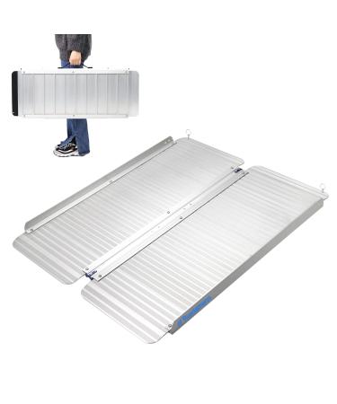 Ruedamann Aluminum Folding Threshold Ramp, 600 Pound Capacity, Anti-Skid Pad, Webbing Handle, Anti-Collision Mute Pad for Wheelchairs, Steps, Stairs, Curbs, Doorways (28.7 Inch Wide, 3 FT, Pack of 1) 36"L x 28.7"W