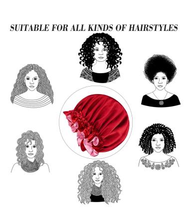 Double Layer Extra Large Silk Bonnet for Women - Red Wine Satin Sleeping Cap for Curly & Natural Hair - Buy Online on GoSupps.com