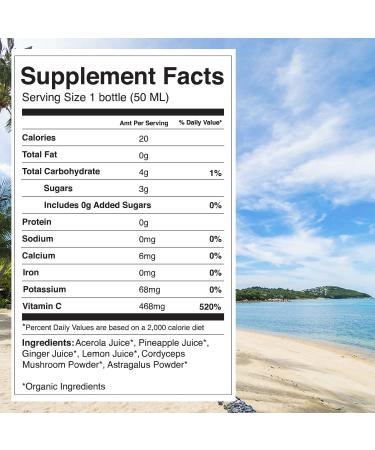 Kor Shot Acerola Ginger and Cordyceps Shot - 24 Pack x 1.7 Fl Oz - Immune Plus - Immune System Booster - 533% DV of Vitamin C - USDA Certified Organic - Dietary Supplement Immune + Acerola - Buy Online on GoSupps.com