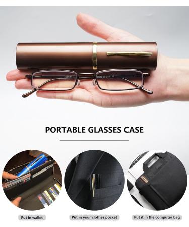 Magimodac Anti Blue Light Prescription Reading Glasses for Men & Women - Stylish Metal Narrow Design 3.0 Diopters Includes Pencils - Buy Online on GoSupps.com