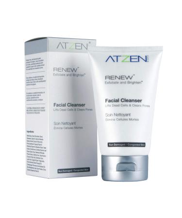 RENEW Organic Facial Cleanser - Exfoliates & Lifts Dead Cells to Clear Pores. Lightens & Nourishes Sun Damaged Areas. Protects From Pollutants & Premature Aging. Paraben & Cruelty Free (3.0 oz)