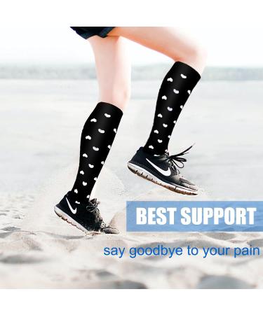 Actinput Compression Stockings - 4 Pairs Colorful Support Socks for Men & Women | Ideal for Sports Travel Flight Nursing - Black L-XL - Buy Online on GoSupps.com