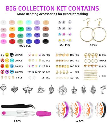 Gionlion 8000 Pcs Bracelet Making Clay Beads Kit - 24 Colors Letter Beads, Spacer Beads, Charms - Jewelry Making Supplies for Teens & Adults - Buy Online on GoSupps.com