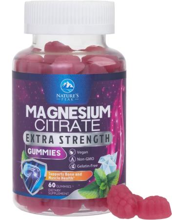 Magnesium Gummy - High Absorption Magnesium Citrate Supplement for Stress Support for Adults & Kids - Calm Magnesium Gummies Dietary Supplements - Bone Support & Heart Support - 60 Raspberry Gummies