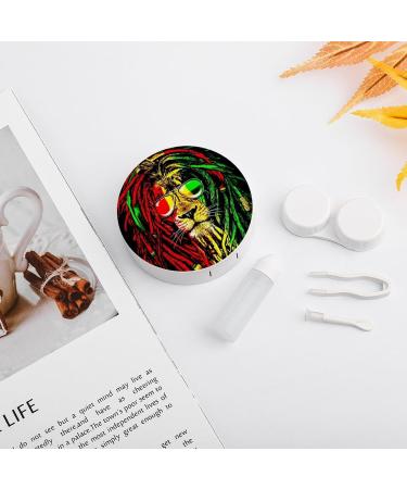 Reggae Rasta Flag Lion Contact Lens Case - Portable Kit with Mirror | Cute Lens Holder for Travel - Buy Online on GoSupps.com