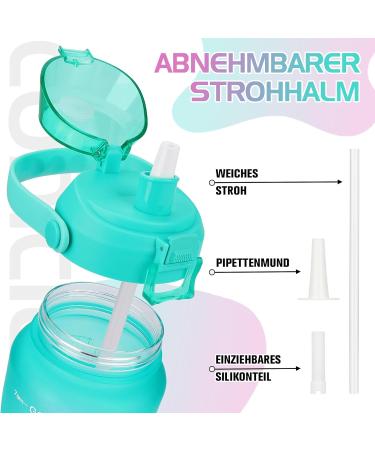 Buy Codicile 2L BPA-Free Drinking Bottle with Straw & Time Marking - Leak-Proof Fitness Hydration Bottle in Green & Pink for Yoga Running & More - Buy Online on GoSupps.com