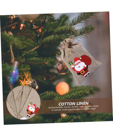 LALAFINA 10pcs Christmas Drawstring Bag Candy Bags Snack Bags Packing Bag Xmas Drawstring Bag Linen - Buy Online on GoSupps.com