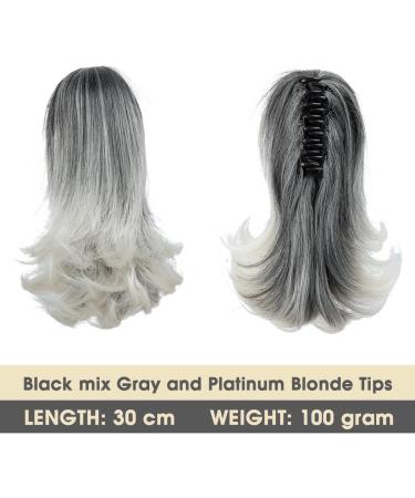 CJL HAIR Curly Ponytail Extension 12 Gray & White Tips - Synthetic Short Hairpiece for Women - Buy Online on GoSupps.com