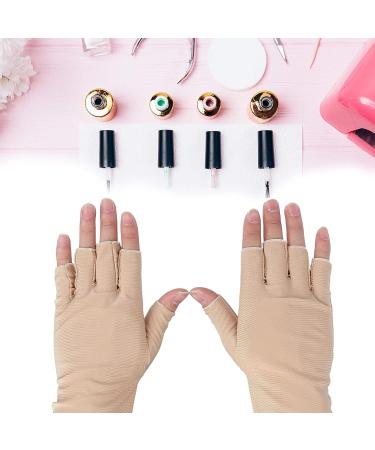 Professional UV Glove for Nail Lamp | Anti-UV Fiber Cotton Manicure Tool - Beige - Buy Online on GoSupps.com