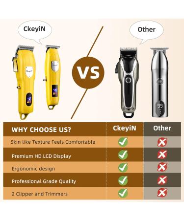 CkeyiN Hair Clippers for Men with Cordless Close Cutting T-Blade Trimmer Kit 6500RPM Professional Hair Cutting Kit Beard Trimmer Barbers Men Kids Clipper Set Rechargeable LED Display Grooming Kit Gold - Buy Online on GoSupps.com