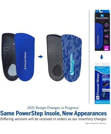 Powerstep Pinnacle 3/4 Thin Arch Support Insole for Women and Men - Blue, Size Men's 5-6.5, Women's 7-8.5 | Ideal for Tight Shoes, Arch Pain Relief and Orthotic Support - Buy Online on GoSupps.com