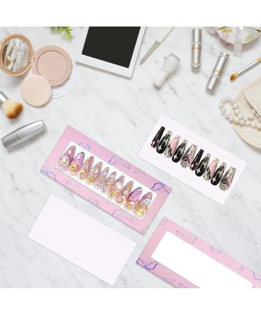 HLQHXWHZT 71 Pcs Empty Press on Nails Packaging Box Set 35 Pcs Empty Nail Package Box Set 35 Pcs White Background Papers and 1 Double Sided Tape for Press on Nail Business Pink - Buy Online on GoSupps.com